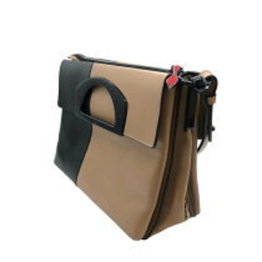 Christian Louboutin Shoulder Passage Leather Bag Beige Black